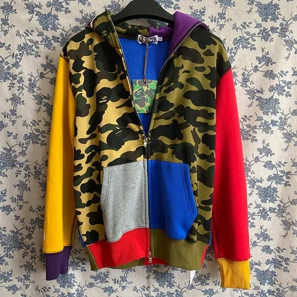 Bape | Shirts | Bape Camo Crazy Shark Full Zip Pocket Hoodie 